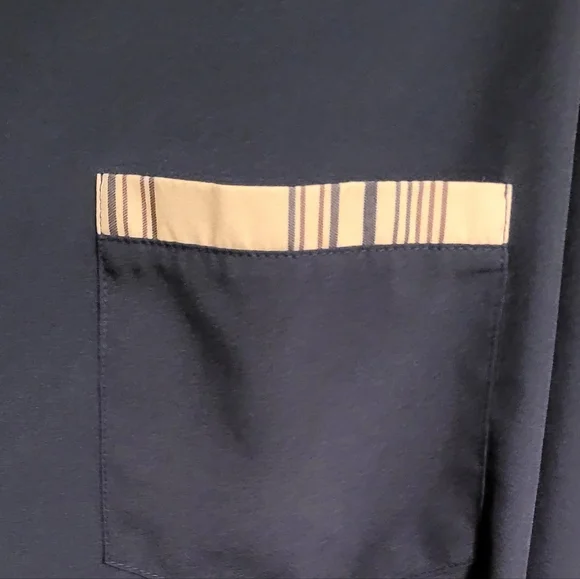 Men's Classic Navy Blue Button Down Dress Shirt with Plaid Accents . M/L - Picture 2 of 12